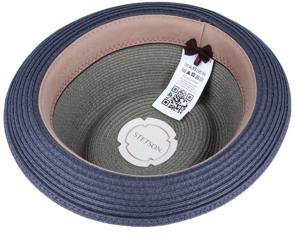 Pork Pie Toyo Olive/Navy Straw Hat