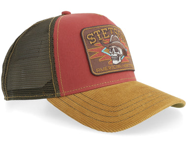Big Size Cap Skull Yellow/Red A-frame Trucker23.2-25.2 in.
