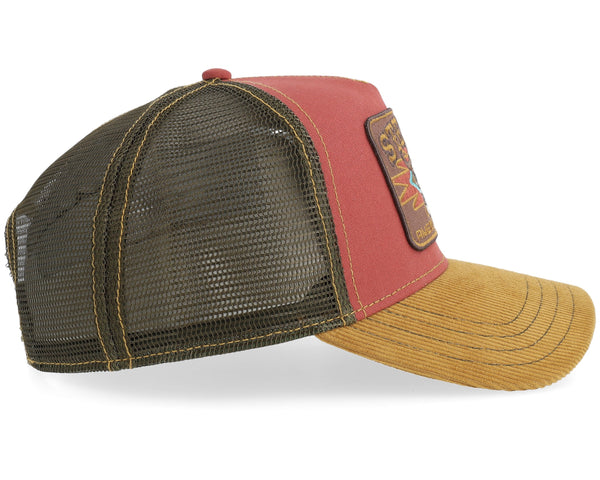 Big Size Cap Skull Yellow/Red A-frame Trucker23.2-25.2 in.
